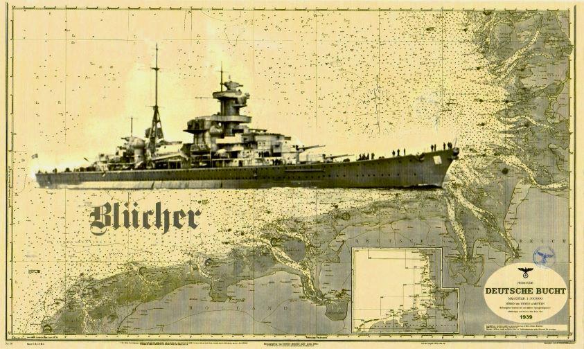 Schwerer Kreuzer "Blücher" 1937. 28.0 x 17.0 x 0.3 cm. 523493