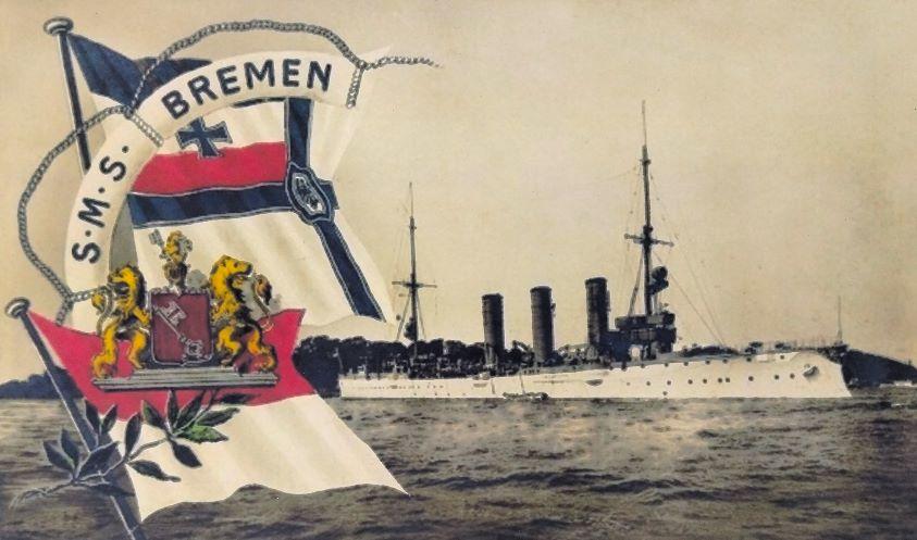  Kleiner Kreuzer Bremen 1904. Kaiserliche Marine. 28.5 x 17.0 x 0.3 cm. 523538