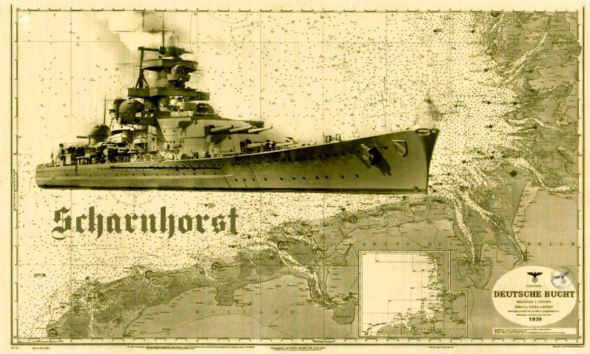 Schlachtschif  "Scharnhorst .1936. 28.0 x 17.0 x 0.3 cm. 523490