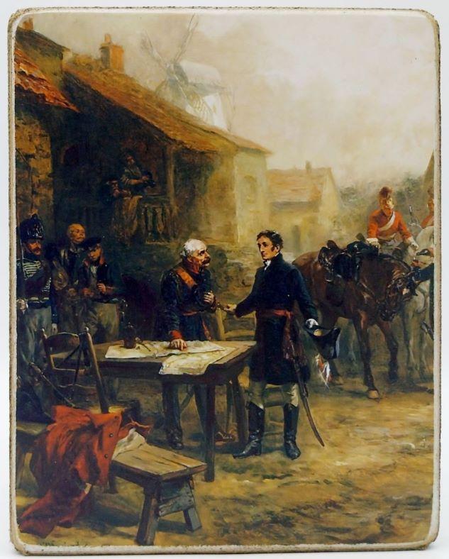 Treffen von Wellington und Blücher vor der Schlacht von Waterloo 1815. Robert Alexander Hillingford. 11.0 x 14.0 x 1.0 cm. 523504