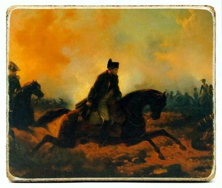 Napoleon stürmt in Waterloo 1815. Joseph Bellange. 12.0 x 10.0 x 1.0 cm. 523503