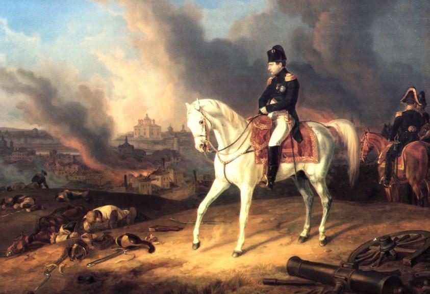 Napoleon vor dem brennenden Smolensk 1812 Albrecht Adam. 28,0 x 20,0 x 0,3 cm.