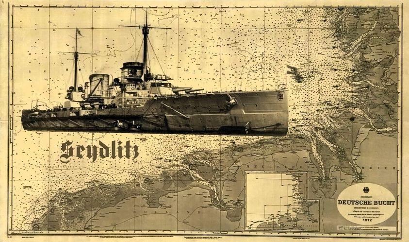 SMS Großer Kreuzer "Seydlitz" 1913. Panzerkreuzer - Kaiserliche Marine. 28,5 x 17,0 x 0,3 cm.  523529