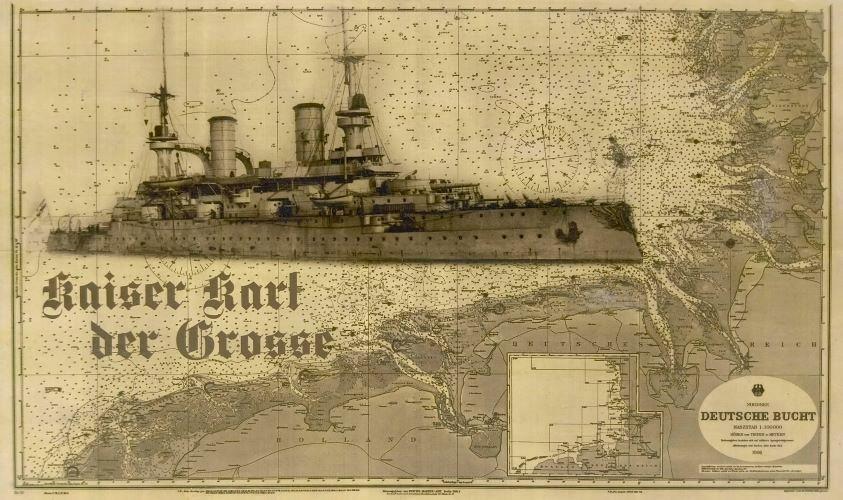 SMS Kaiser Karl der Große 1899. Linienschiff Kaiserliche Marine. 30,0 x 18,0 x 0,3 cm. 523533