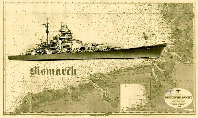 Schlachtschif  "Bismarck" 1939. 28.0 x 17.0 x 0.3 cm.